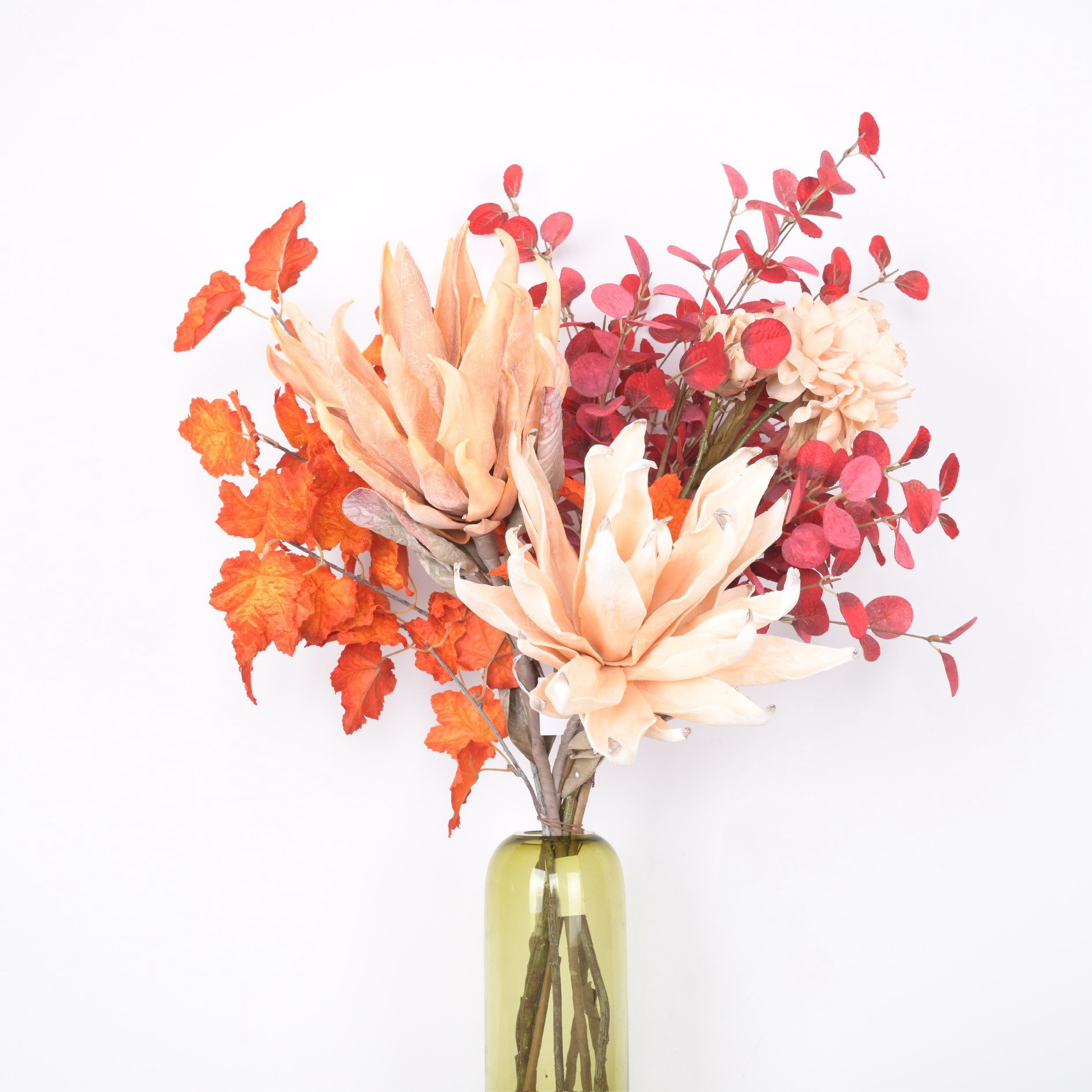 Primrue 28" Artificial King Protea Eucalyptus Maple Floral Arrangement